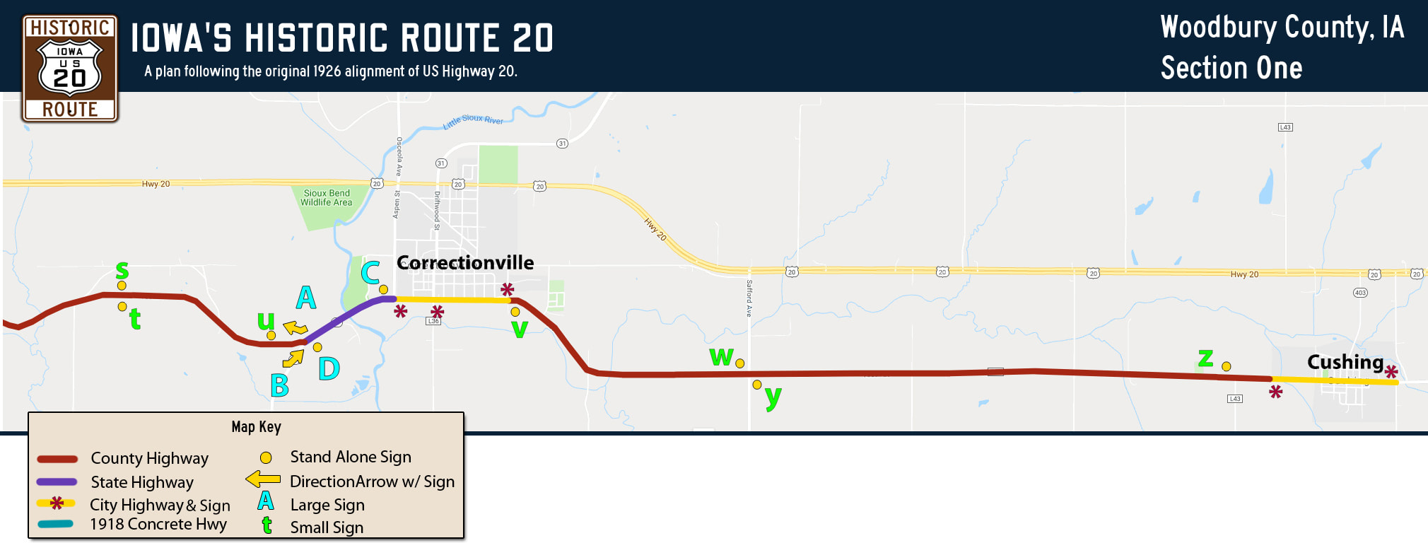 Highway 20 Iowa Map Iowa's Historic Route 20 - The Historic Us Route 20 Association
